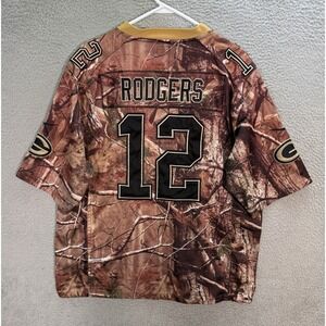 Vintage Green Bay Packers Jersey Adult 48 Camouflage Aaron Rodgers Nike On Field